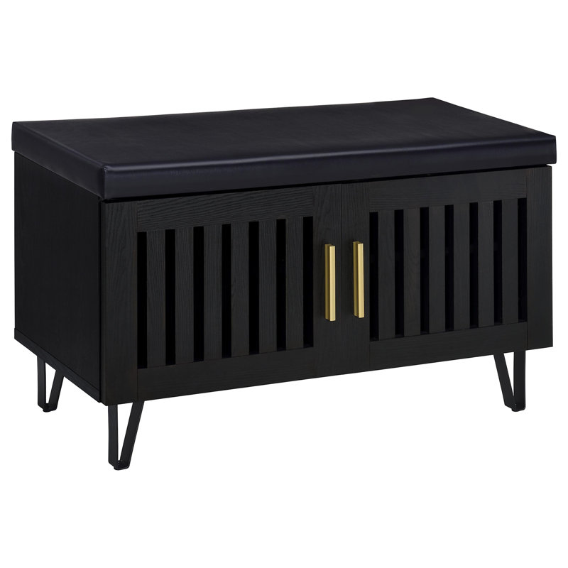 Clackamas Black 2-Door Storage Bench, Black