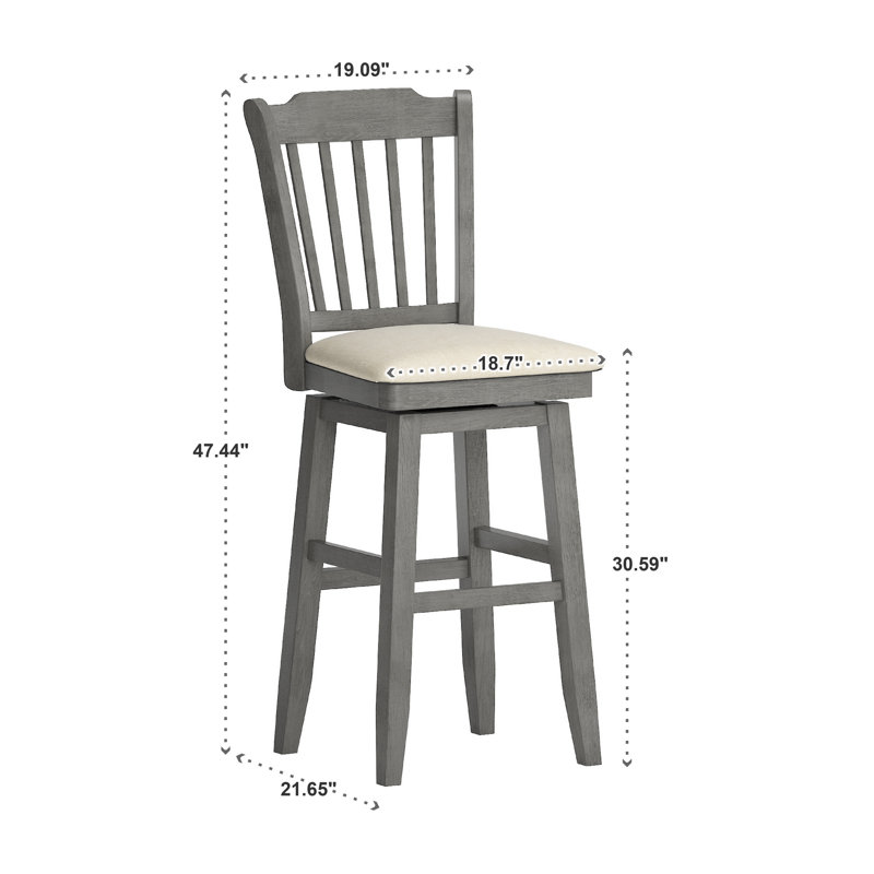 Tabouret pivotant Fortville, Gris antique, Tabouret de bar (siège d'une hauteur de 29 po)