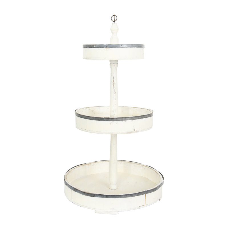 Wood Tiered Stand, Off-White