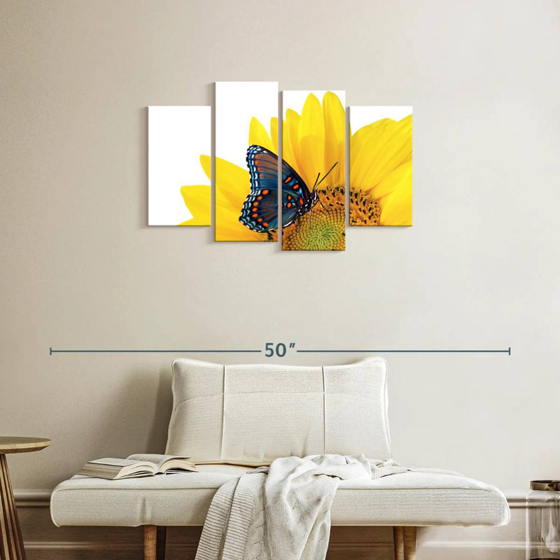 Tournesol Brampt avec papillon, H 22 po x l 36 po