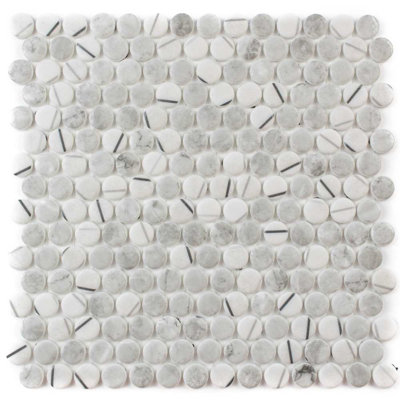 Carreau de mosaïque rond en verre 12 po x 12 po Eterna Penny