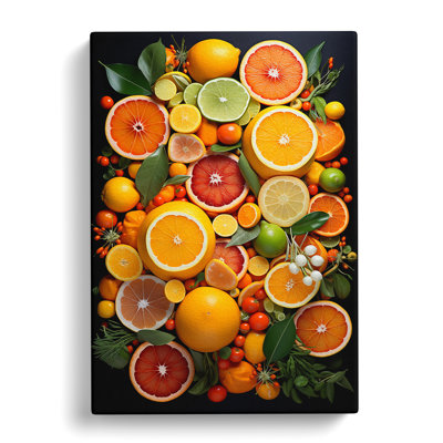 Citrus Fruits Tachisme - Print on Canvas