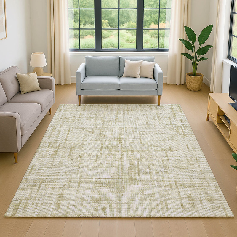 Premium Machine Washable Mayfield AMF2130 Striped Rug, 10' x 14', Beige