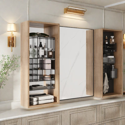 Armoires à pharmacie peu encombrantes, avec miroir en bois de 43,5 po pour une maison moderne
