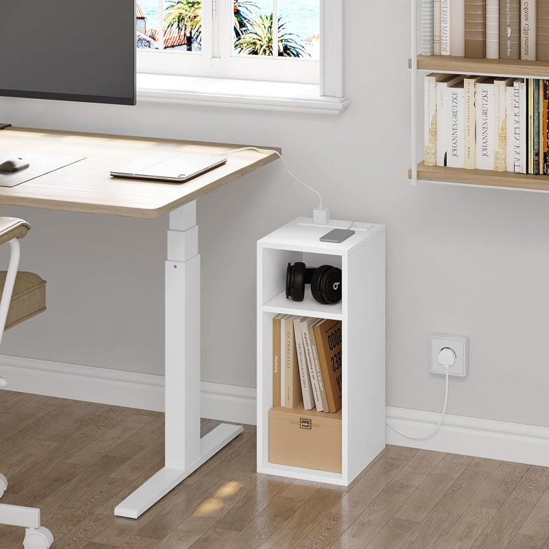 Anareli Tray Top Sled End Table with Built-In Outlets