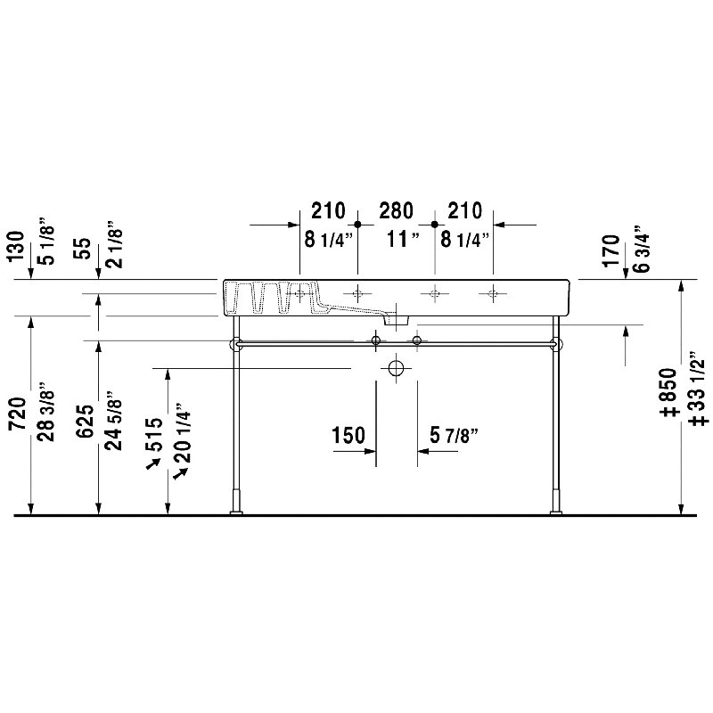 Meuble-lavabo simple 49,25 po Vero, Simple trou