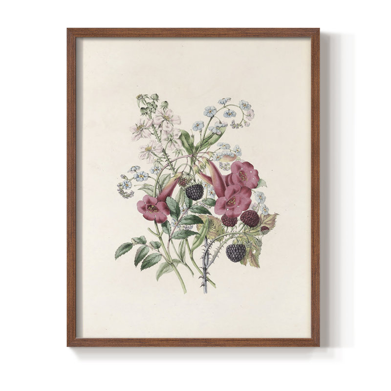 Imprimé floral rétro CXCVI, Noyer, H 14 po x l 11 po