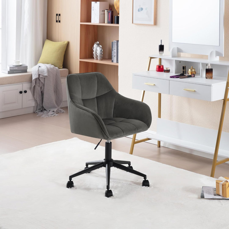 Failand Velvet Task Chair, Dark Grey