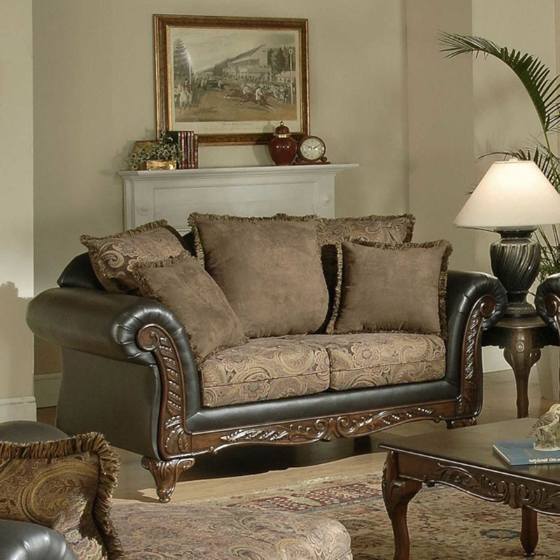 Bernardus 71" Rolled Arm Loveseat with Reversible Cushions, Brown Coffee