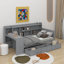 Lit de jour simple avec tiroirs et bureau-504137334