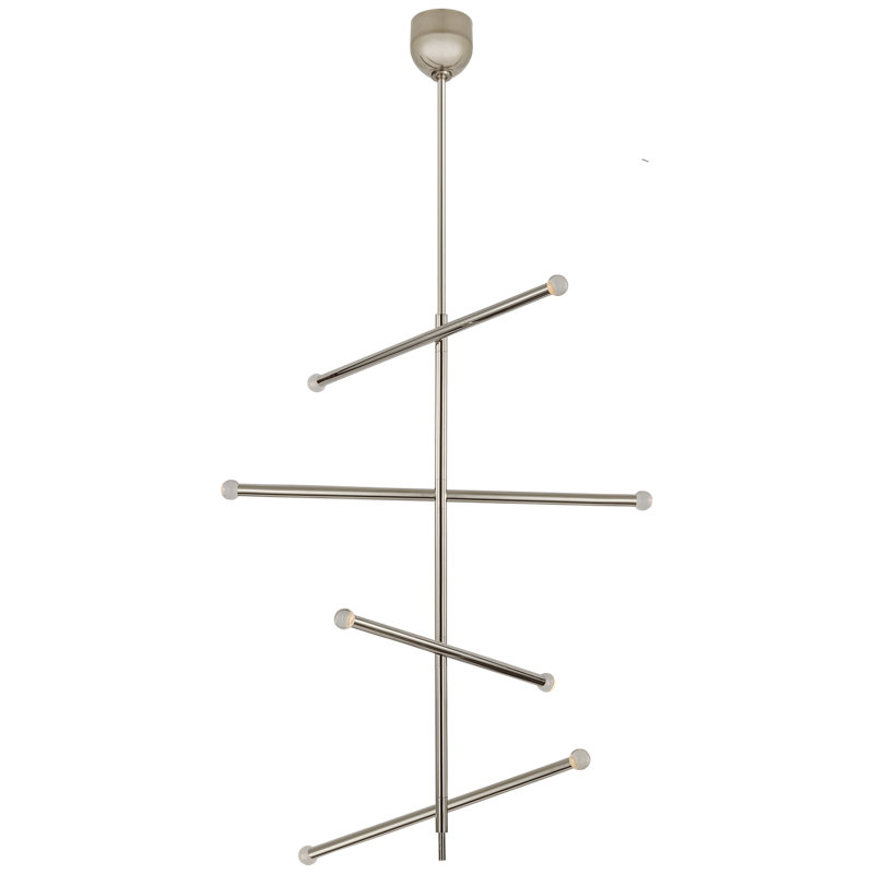 Kelly Wearstler Rousseau Large Articulating Chandelier, 47.5" H x 48" W x 3" D, Clear Glass, Polished Nickel
