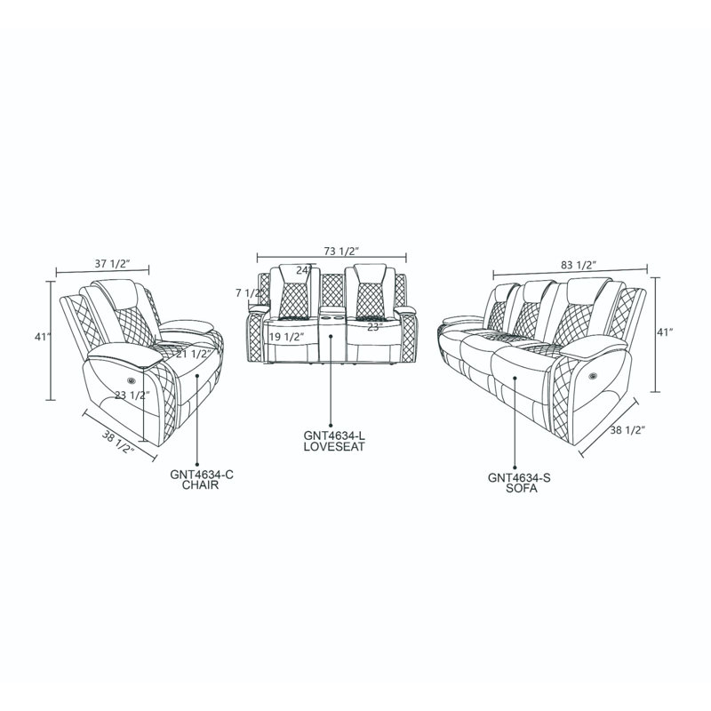 Ensemble de canapé modulaire inclinable en cuir Ather Stone 