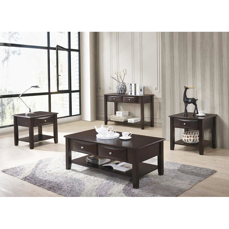 Table basse à deux tiroirs en brun