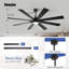Ventilateur de plafond à 8 pales avec télécommande, lumière DEL, moteur réversible - double finition-664482482-664482484