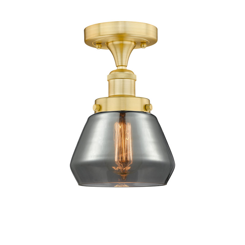 Collymore Glass Semi Flush Mount, Satin Gold, Plated Smoke