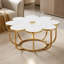 Table basse moderne, centre de table en forme de fleur avec plateau en faux marbre