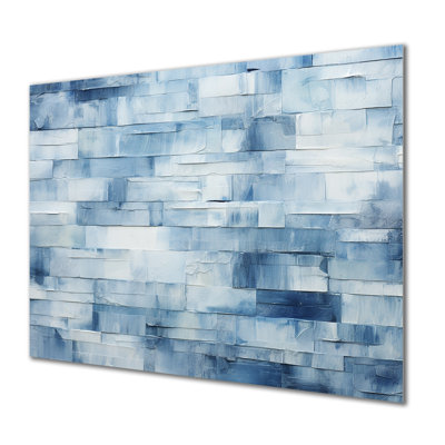 Carreaux scandinaves blancs et bleus III - Boho mosaïque en métal, décoration murale MT136406