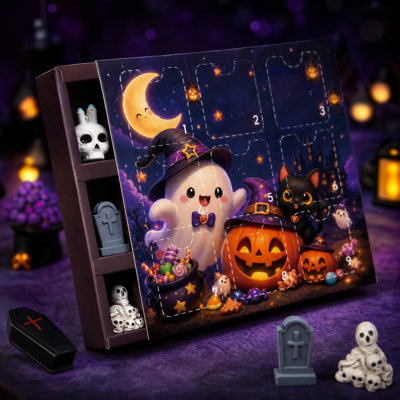 Décorations d'Halloween, calendrier de l'Avent d'Halloween, jeu surprise d'Halloween, figurine de squelette fantôme en résine, cadeaux