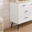 Commode 7 tiroirs pour chambre à coucher avec tiroirs profonds, commodes en bois et commode, commodes longues blanches modernes pour le placard du salon, l 47,2 po x P 15,7 po x H 31,5 po, blanc et chêne