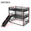 Lit superposé double au-dessus d'un lit double avec glissade, lit superposé triple en métal avec garde-corps de sécurité, lit superposé robuste avec conception à réduction de bruit, noir-994530914