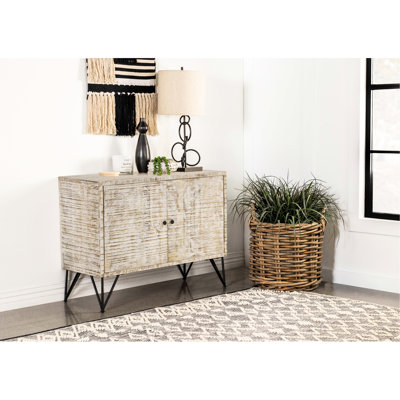 2 2-Door Wood Cabinet With White Washed Finish And Metal Legs For Primary Living Room Storage, 40 Inches Wide X 16 Deep