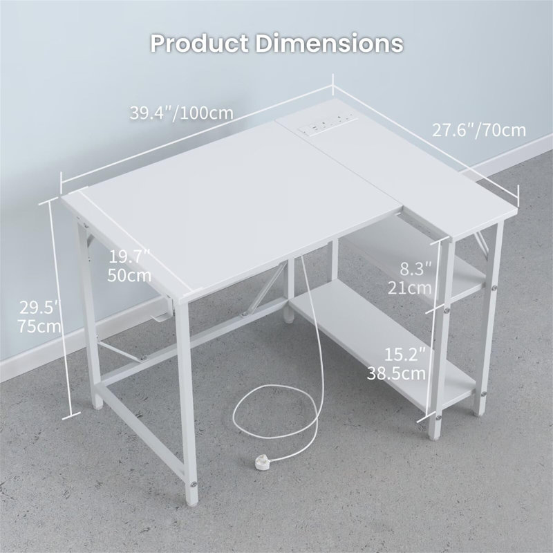 L-Shaped Metal Base Computer Desk