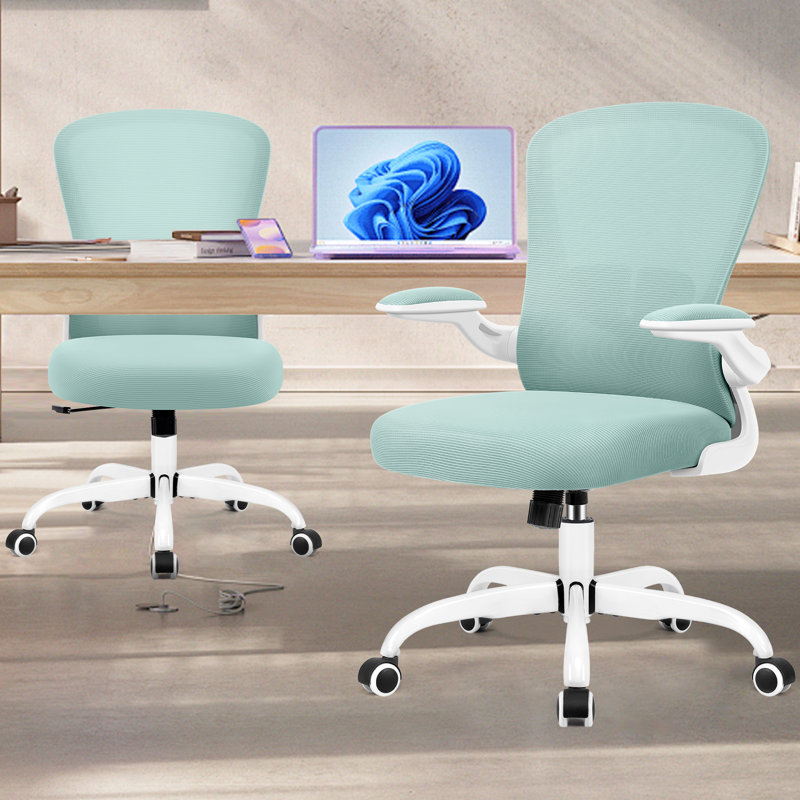 Ergonomic Home Office Mesh Task Chair Computer Chair, Light Blue/White