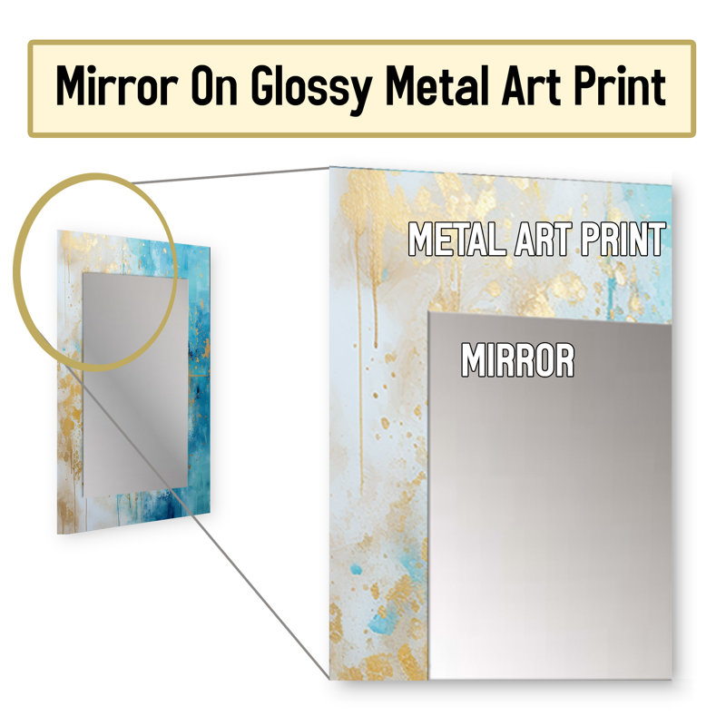 Divine mandala délicat or délicat turquoise I - miroir décoratif mandala boho, miroir mural traditionnel, impression d'art en métal