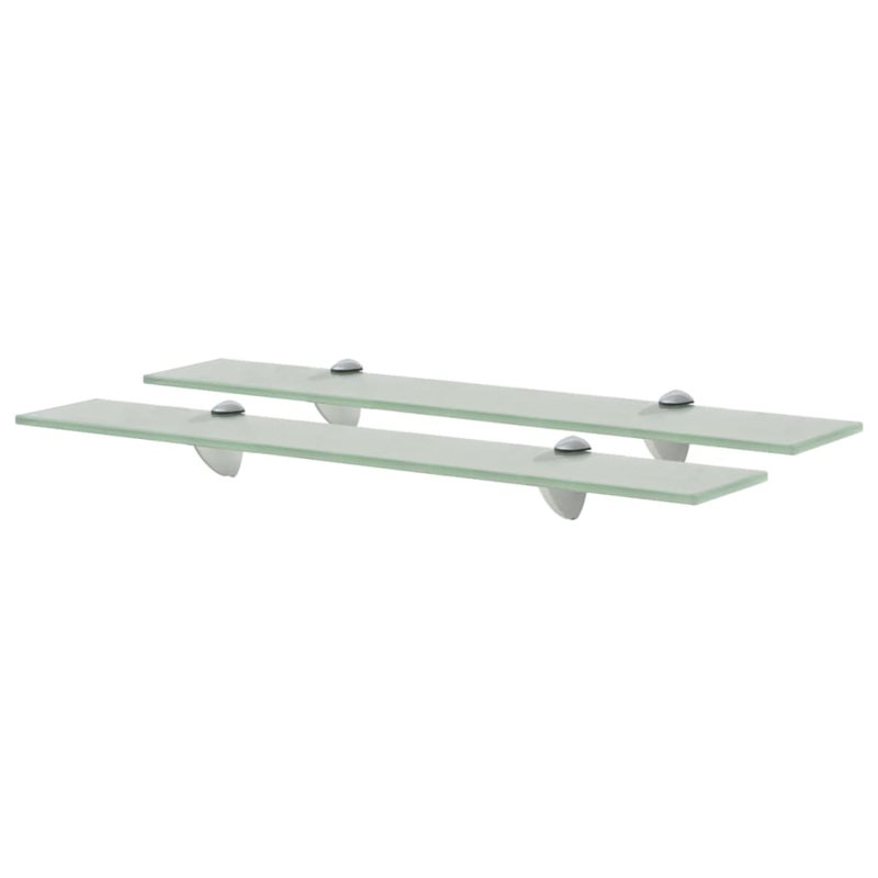 vidaXL Wall Shelf Floating Display Shelf with Clip Brackets Tempered Glass, 0.8cm H x 60cm W x 20cm D, Frosted