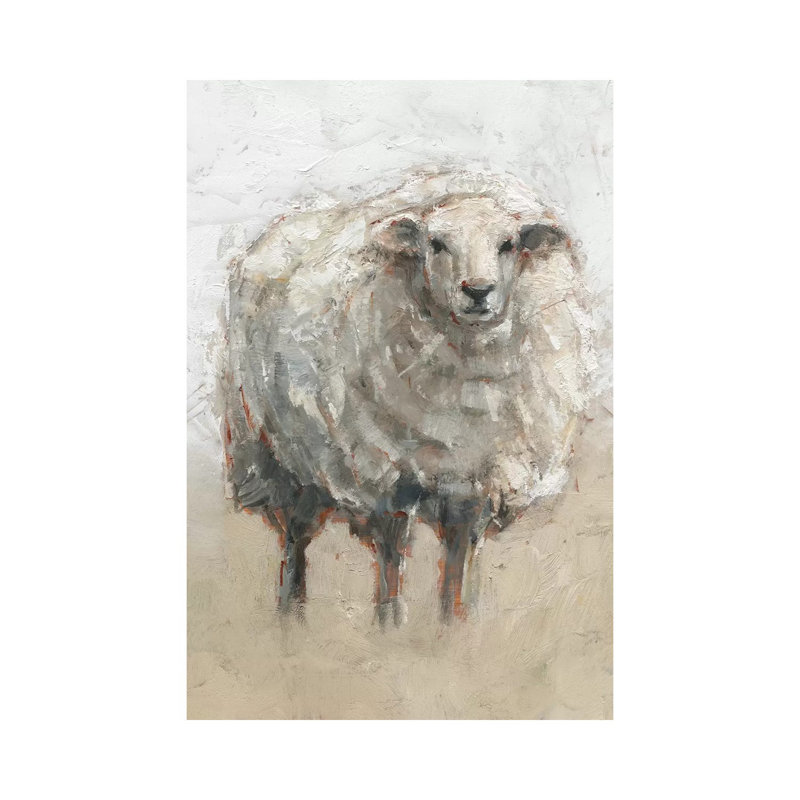 « Fluffy Sheep II » par Ethan Harper, reproduction d’art, Toile tendue, Pas de tapis, H 26 po x l 18 po x P 1,5 po