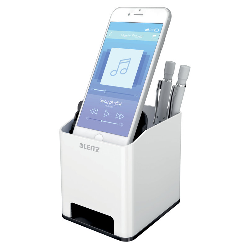 Plastic Pen Holder, White/Black