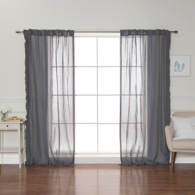 Kane Semi Sheer Curtains / Drapes Pair, Dark Gray