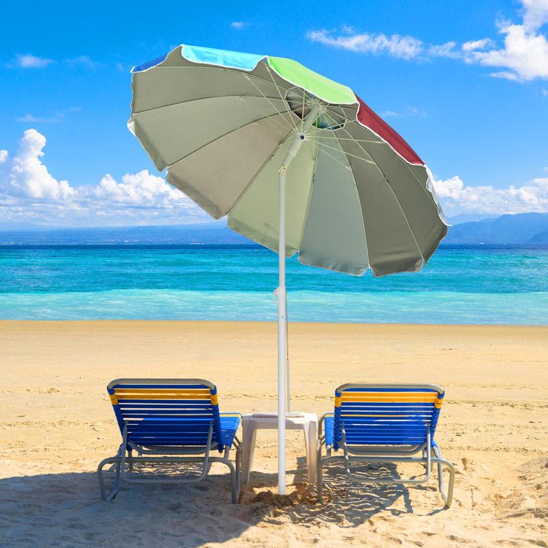 Parasol de plage 60,84 po Braely, Rouge, jaune et vert