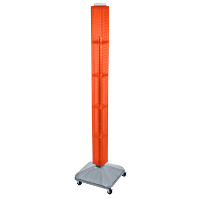 Four-Sided Pegboard Tower Floor Display on Revolving Wheeled Base. Spinner Rack Tower. Panel Size: 4"W x 60"H
