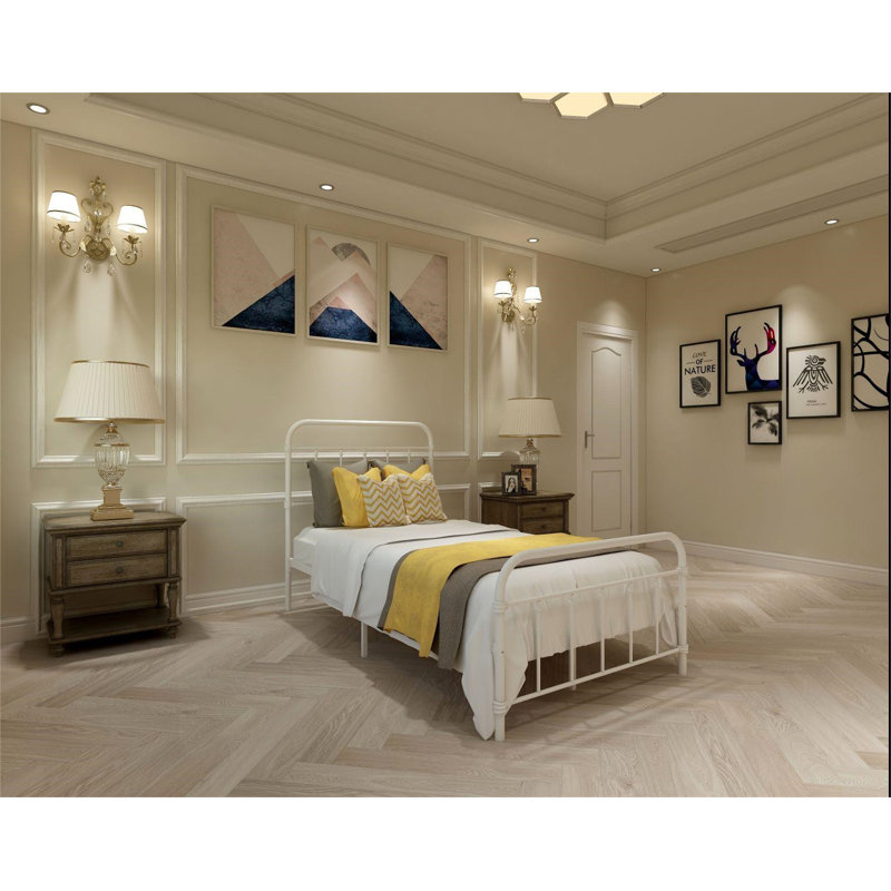 Chuckanut Metal Platform Bed, Twin, White