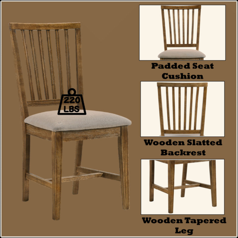 Ensemble de 2 chaises d'appoint en lin brun clair et chêne vieilli Wallace II