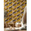 Cheval et silhouettes de papier peint jaune moutarde amovible-1580941540
