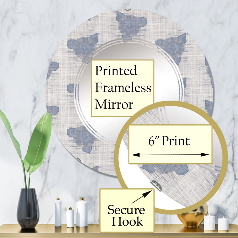 Miroir mural vintage à motif floral, 32 po x 32 po