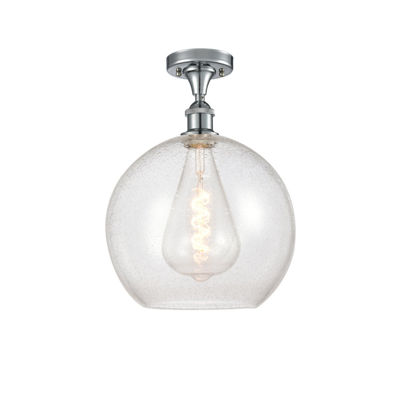 Plafonnier semi-encastré 1 lumière, H 16,38 po x l 11,75 po x P 11,75 po, Ampoule non incluse, Chrome poli