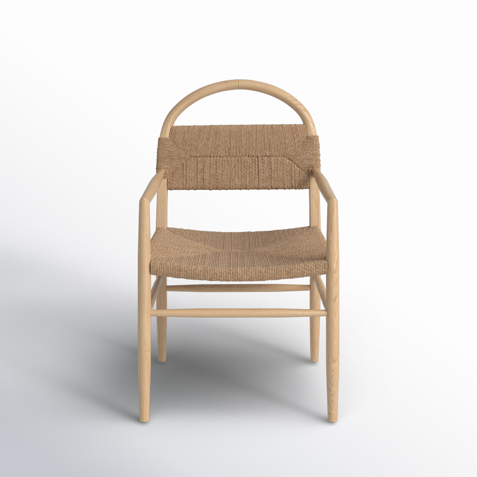 Kashmir Solid Wood Arm Chair, Beige, Natural