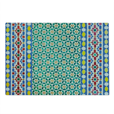 Ambesonne Moroccan Cutting Board Large Size Colorful Mosaic Wall Multicolor