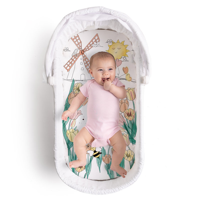 JumpOff Jo - Drap-housse pour lit de bébé hypoallergénique pour bébé garçon et fille - Compatible avec lit de bébé rectangulaire, sablier et ovale, doux, respirant, lavable à la machine - champs de tulipes