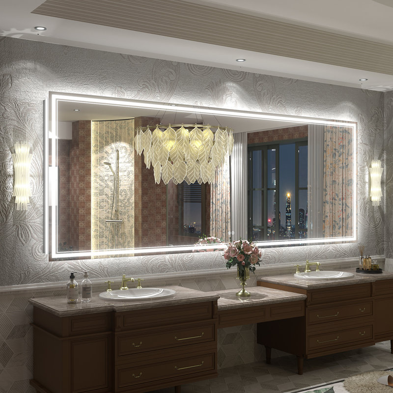  Wayfair Basics® UL Certified Front & Back LED Anti-Fog Tempered Glass Bathroom/Vanity Mirror , 96" x 36"