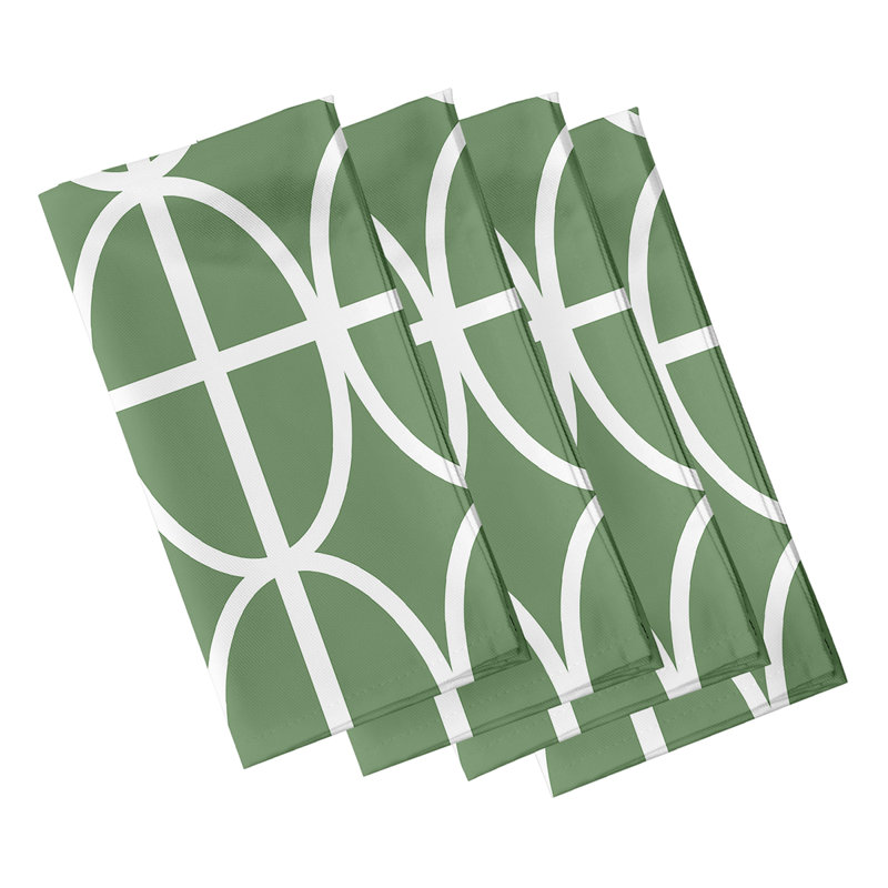 Kshaun Polyester Geometric Square Napkin, Green