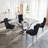 Glass Top Metal Base Dining Table With 4 Velvet Dining Chairs,5 - Piece Pedestal Dining Set-106913231-106913230