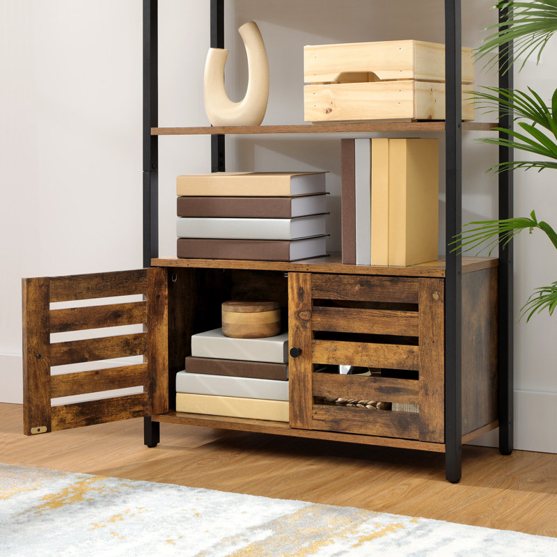 Alexys 121.5 cm H x 70 cm W Steel Standard Bookcase, Rustic Brown