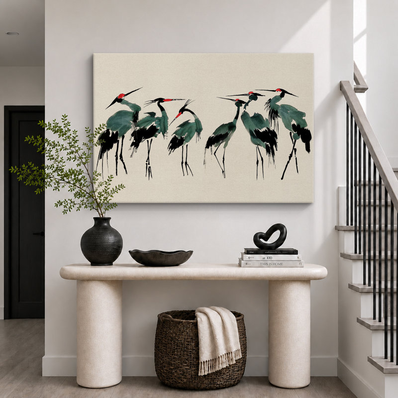 «Crane Heron Bird», impression sur toile très grande, H 32 po x l 48 po, Toile tendue, Ne s’applique pas