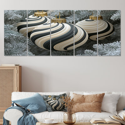 «Black and White Christmas Peppermint Swirl» - ensemble d'art mural sur toile de Noël