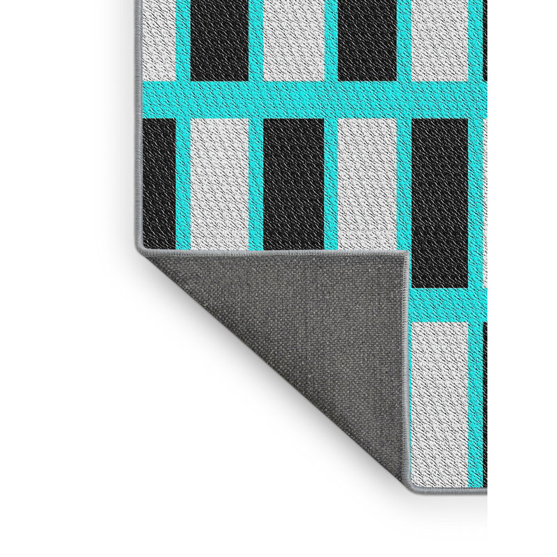 Tapis beige/noir/bleu à motifs, Rectangle 5 pi x 7 pi