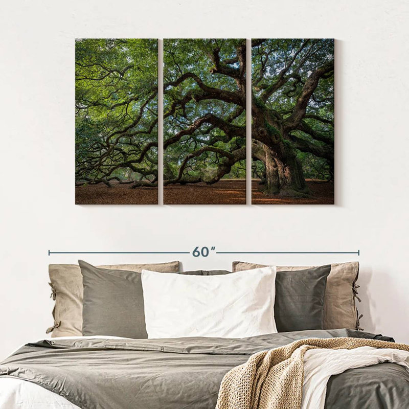 Ensemble de 3 pièces ange chêne sur toile, H 32 po x l 50 po x P 1,25 po